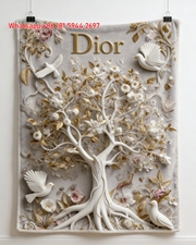 Christian Dior 3D Tree Bird Floral Relief Flannel Sofa Throw Blanket D190